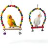 JINJINANV Bird Swing Natural Wood Parakeet Toys Safe Play-2