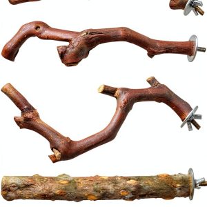 HOSUKKO Natural Wood Bird Perch Stands for Parrots Pet-0