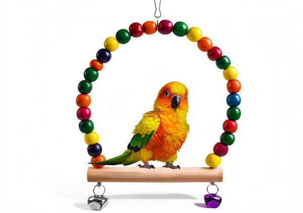 JINJINANV Bird Swing Natural Wood Parakeet Toys Safe Play-1