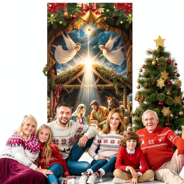 Qiyeyeye Outdoor Nativity Door Cover Weather Resistant-6