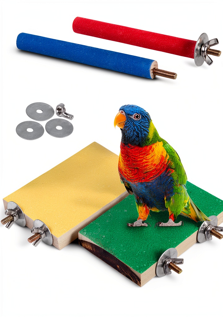 'Petsvv bird perch stand installed in a cage with a parrot using it'
