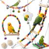 JINJINANV Bird Swing Natural Wood Parakeet Toys Safe Play-0