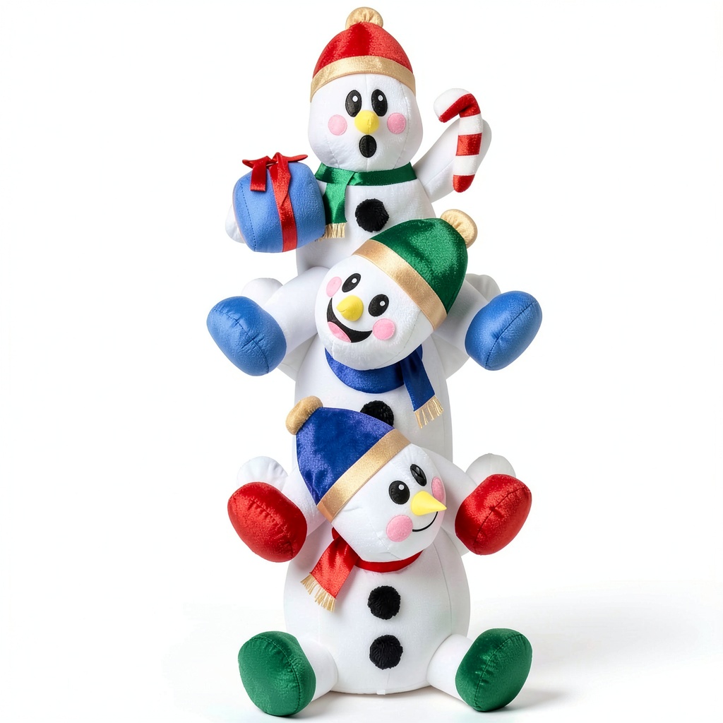 Joiedomi snowman inflatable glowing in a snowy yard