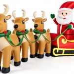 Litmustes Inflatable Santa Sleigh Reindeer Christmas Yard-0