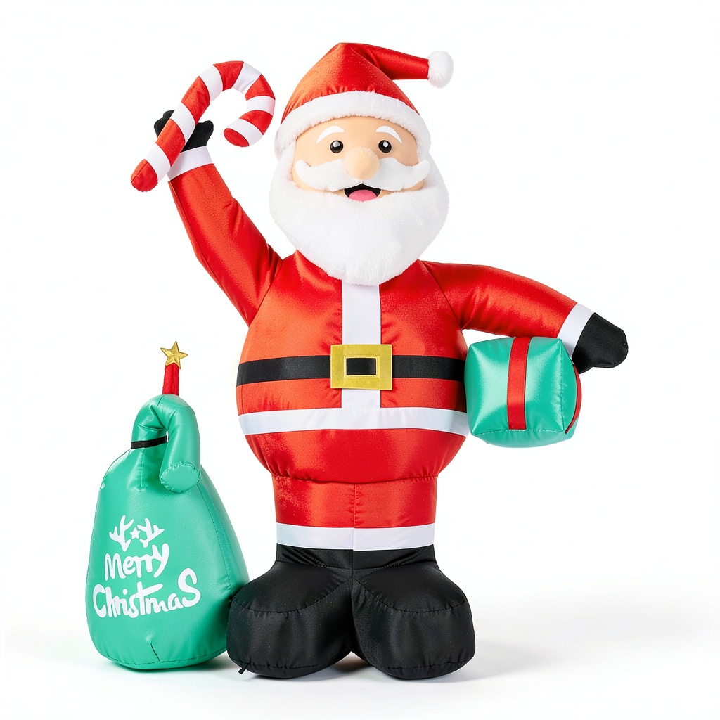 Joyful Xinghai inflatable Santa Claus glowing in a snowy yard