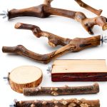 LIMIO Bird Perches Natural Wood Parrot Stand Small Medium-0