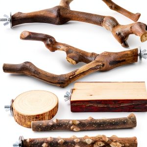 LIMIO Bird Perches Natural Wood Parrot Stand Small Medium-0