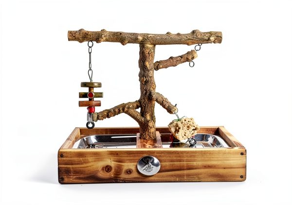 LIMIO Bird Playground Stand Natural Wood Small Medium Birds-5