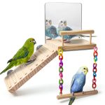 Kyouki Bird Ladder Acrylic Mirror Pine Perch Play Gym-0