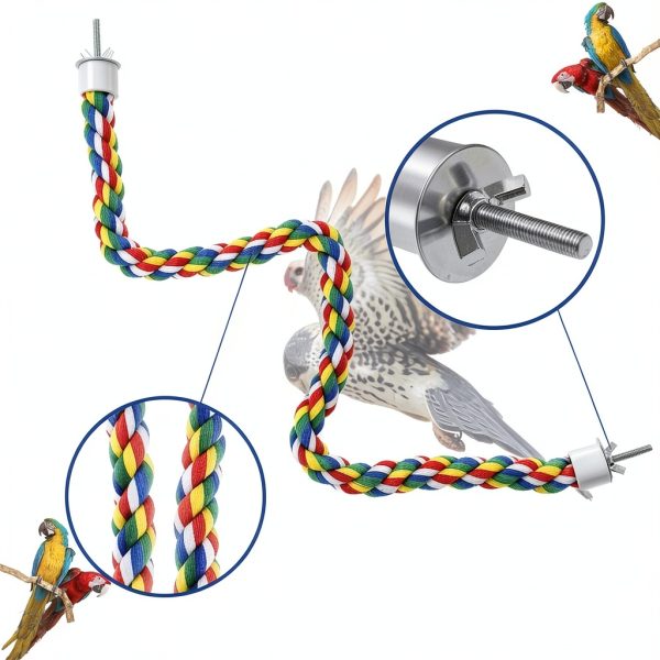 Yuntop Bird Rope Perch Cotton Soft Spiral Climbing Toy-3