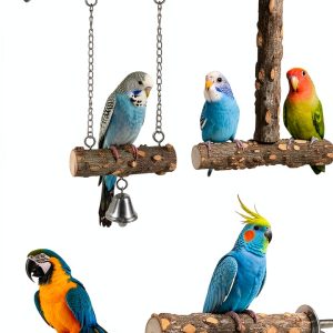 LovyoCoCo Bird Perch Set Natural Wood Small Medium Birds-0