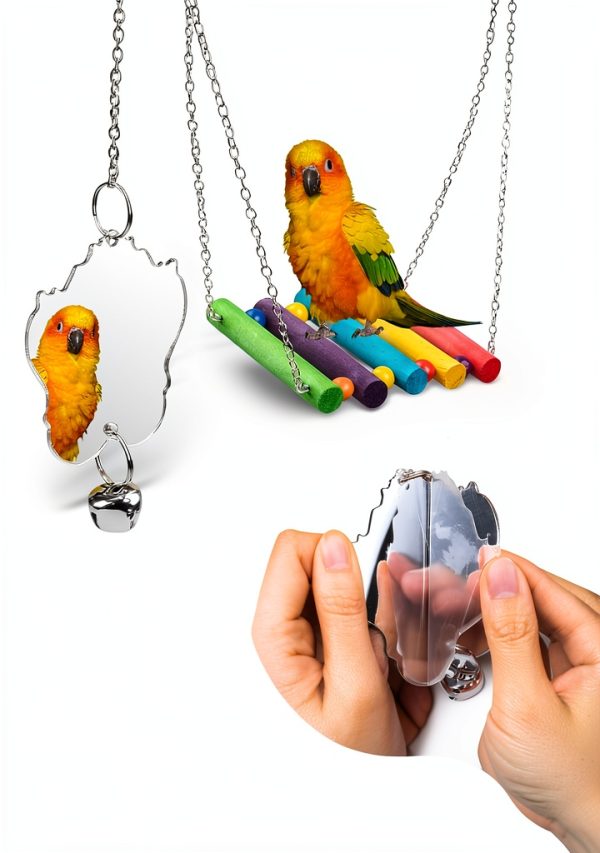 JINJINANV Bird Swing Natural Wood Parakeet Toys Safe Play-4