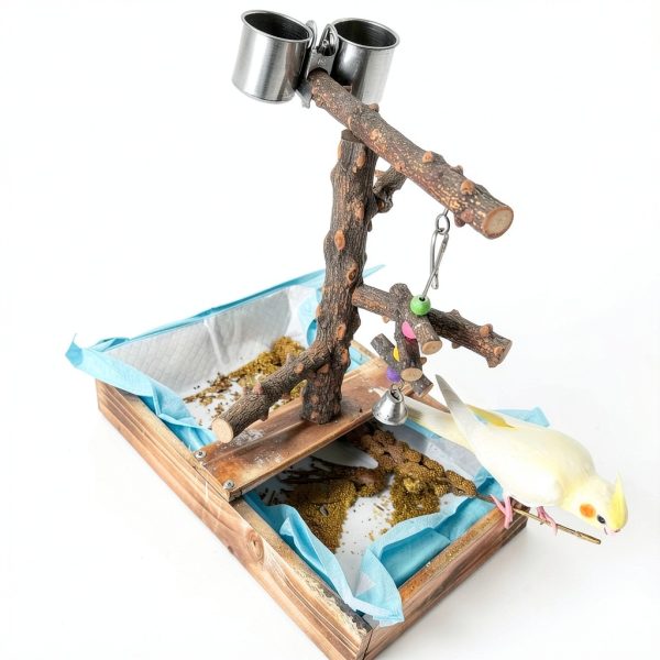 LIMIO Bird Playground Stand Natural Wood Small Medium Birds-6
