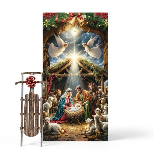 Qiyeyeye Outdoor Nativity Door Cover Weather Resistant-4