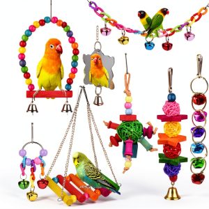 Bird Swing Toy ESRISE Natural Wood Parrot Playset-0